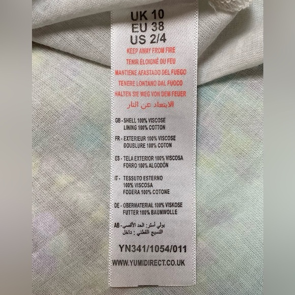 Yumi Sz 2/4 Beautiful Multicolor Mosaic Print Sun Dress Lined Zipper Adj strap - Picture 5 of 16